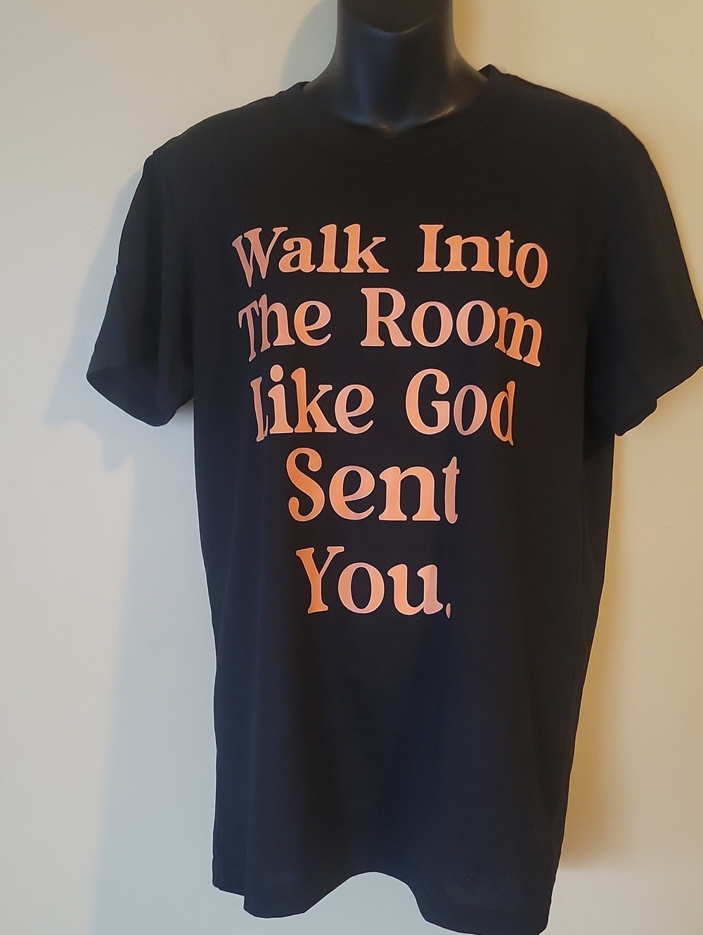 HALOO Black Graphic Tee - Walk Into The Room Like God Sent You - Picture 2 of 5
